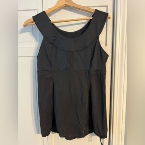 Lululemon Black Tank Top Scoop Neck Micro Stripe Drawstring Size 10